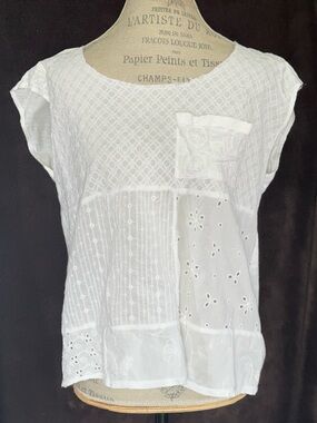 Anthropologie White Casual Blouse By C Keer